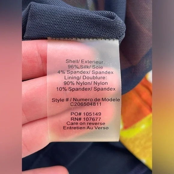 Alice + Olivia Valerie Silk Ruched Mesh Orange White Green Sleeveless Dress SZ 6 - Picture 12 of 12